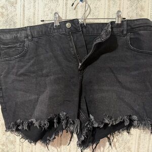 Black Distressed Denim Shorts